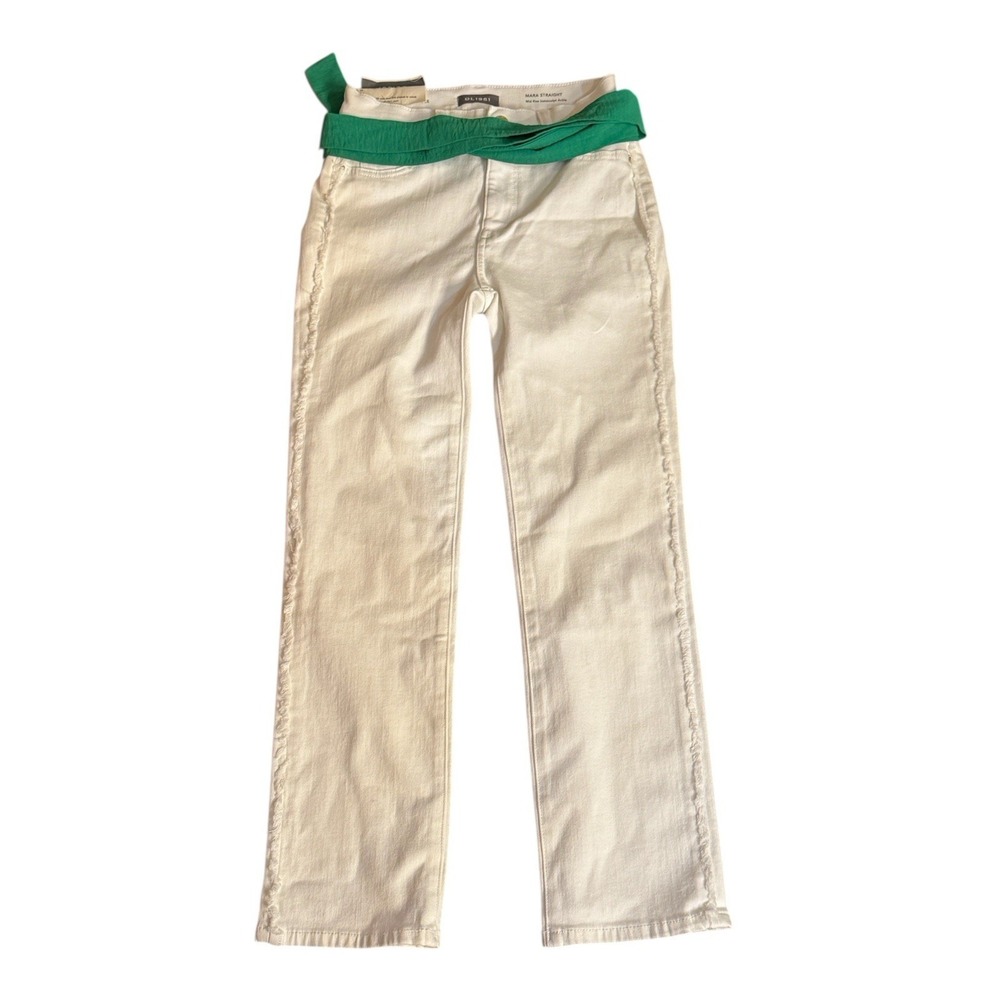 DL1961 Performance Mara Straight Mid Rise Instasculpt Size‎ 24 In White Frayed